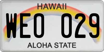 HI license plate WEO029