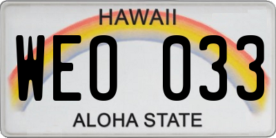 HI license plate WEO033