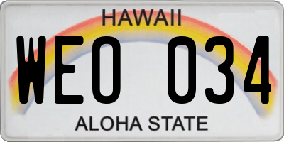 HI license plate WEO034