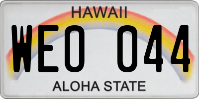 HI license plate WEO044