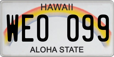 HI license plate WEO099