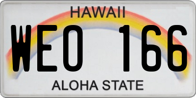 HI license plate WEO166