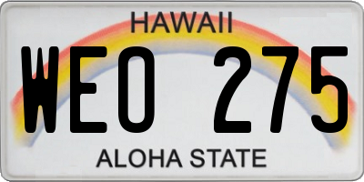 HI license plate WEO275