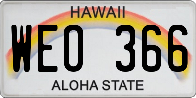 HI license plate WEO366