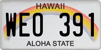 HI license plate WEO391