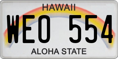 HI license plate WEO554