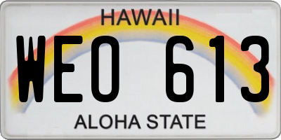 HI license plate WEO613