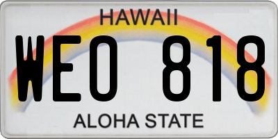 HI license plate WEO818