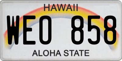 HI license plate WEO858