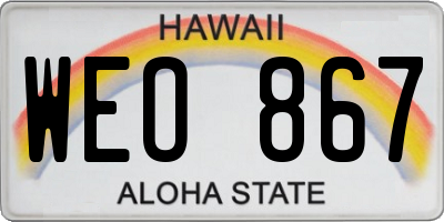 HI license plate WEO867