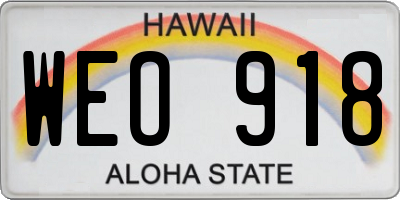 HI license plate WEO918