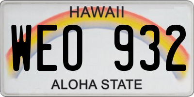 HI license plate WEO932