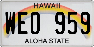 HI license plate WEO959