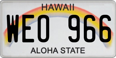 HI license plate WEO966