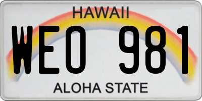 HI license plate WEO981