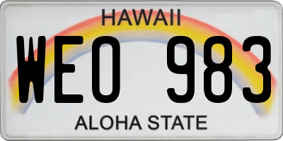 HI license plate WEO983
