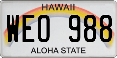 HI license plate WEO988