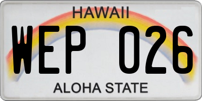 HI license plate WEP026