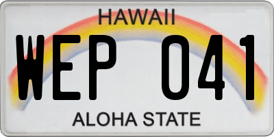 HI license plate WEP041