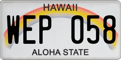HI license plate WEP058
