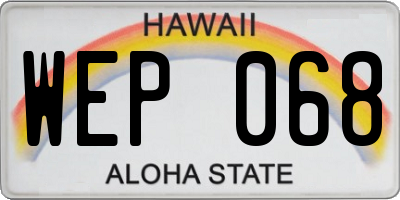 HI license plate WEP068