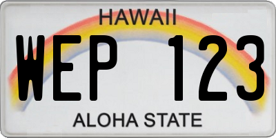 HI license plate WEP123