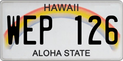 HI license plate WEP126
