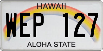 HI license plate WEP127