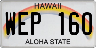 HI license plate WEP160