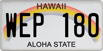 HI license plate WEP180