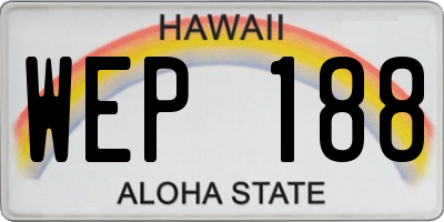 HI license plate WEP188