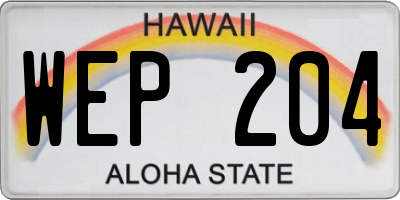 HI license plate WEP204