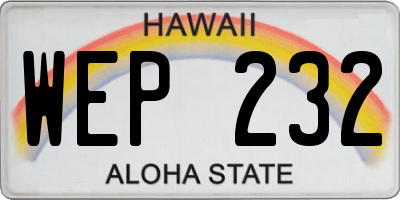 HI license plate WEP232