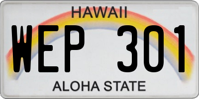 HI license plate WEP301