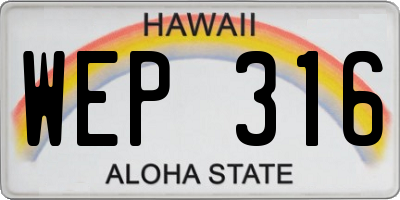 HI license plate WEP316
