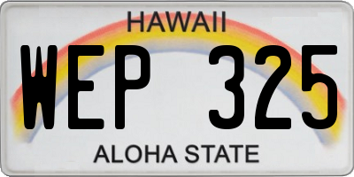 HI license plate WEP325