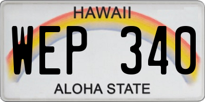 HI license plate WEP340