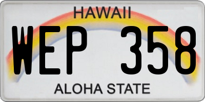 HI license plate WEP358