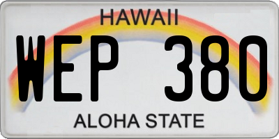 HI license plate WEP380