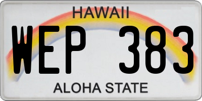 HI license plate WEP383