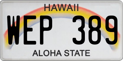 HI license plate WEP389