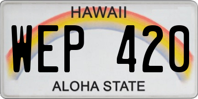 HI license plate WEP420