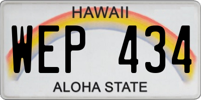 HI license plate WEP434