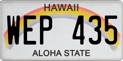 HI license plate WEP435