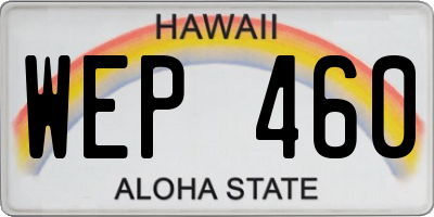 HI license plate WEP460