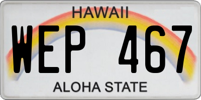 HI license plate WEP467
