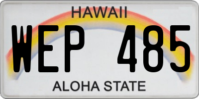 HI license plate WEP485