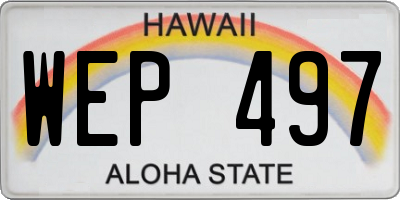 HI license plate WEP497