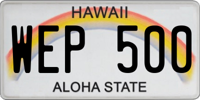 HI license plate WEP500
