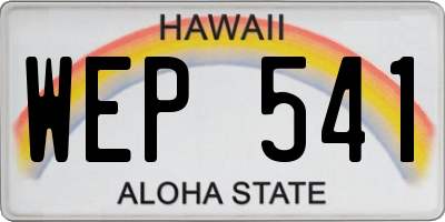HI license plate WEP541
